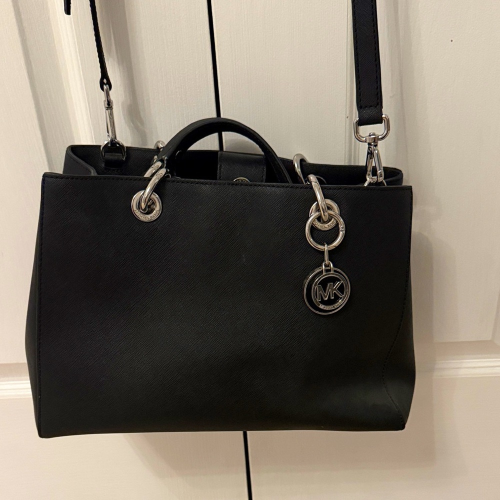 Michael Kors Black Satchel with Silver Accents